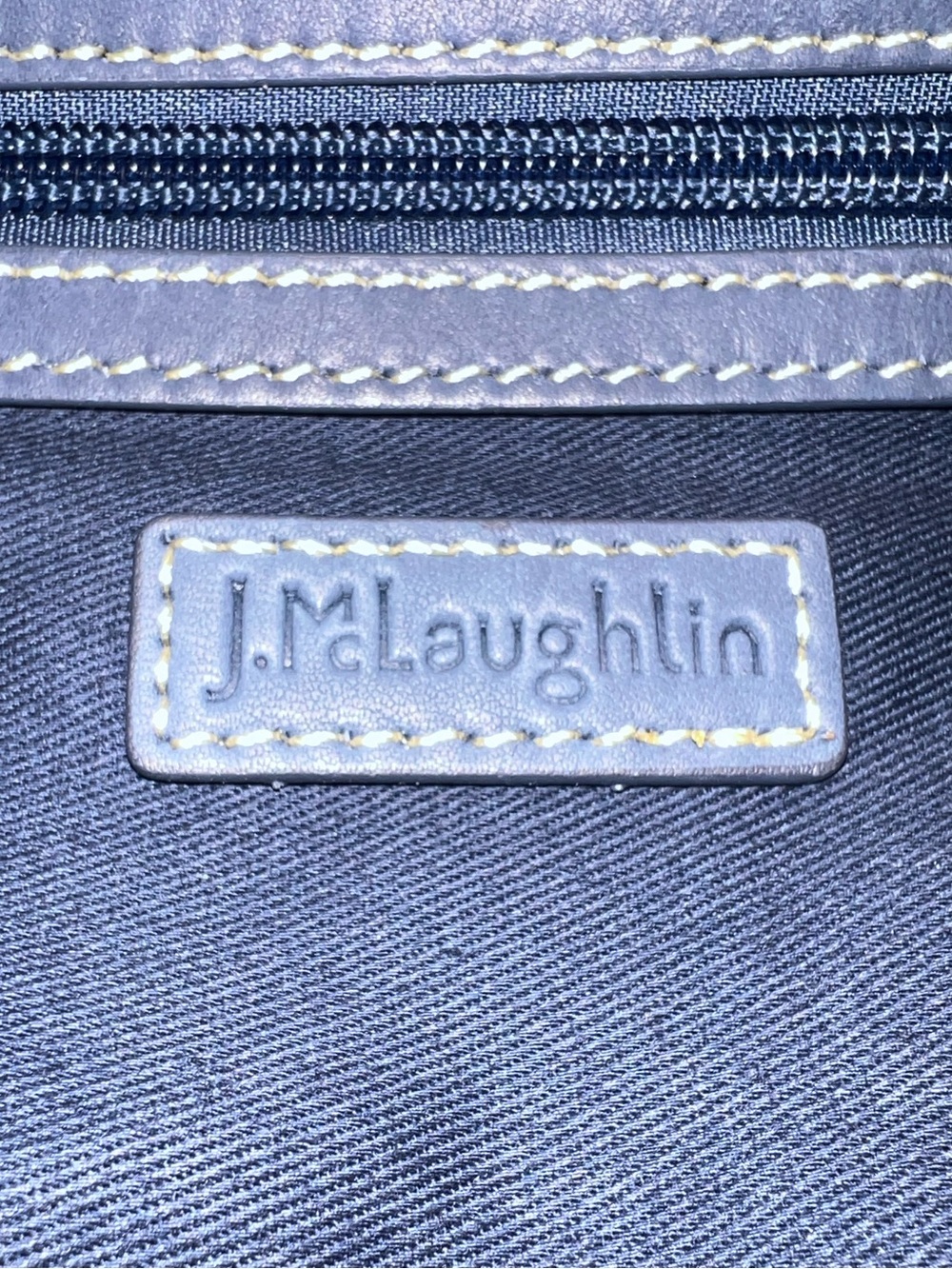 🩵J. McLaughlin Cindy Handbag • Blue Tweed w Bamboo Handles - Picture 4 of 5